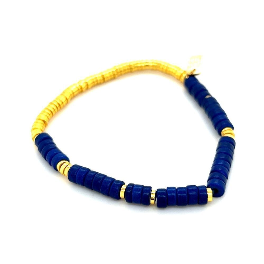 Pura Vida Gold/Blue Beads Bracelet